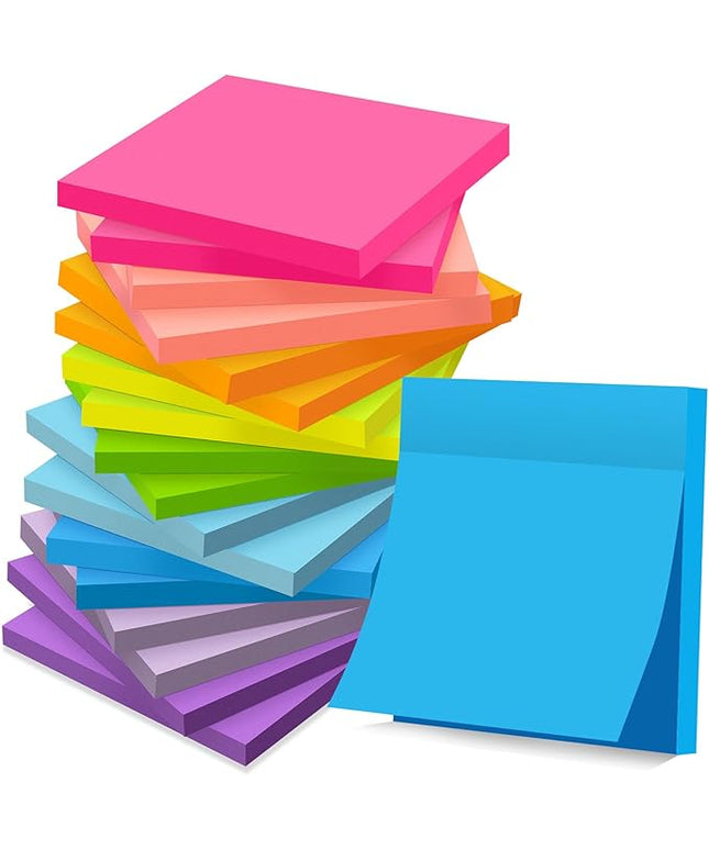 (18 Pads) Sticky Notes 3x3 inch, Self-Stick Pads Bright Colors Sticky Note, Recyclable, Easy to Post for Home, Office, Notebook