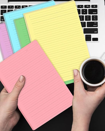 (3-Pack) Unpunched 5 Colorful Line Paper - 300 Sheets/600 Pages Loose Leaf Paper Line Refills, Per Color 60 Sheets, 5.8" x 8.5"