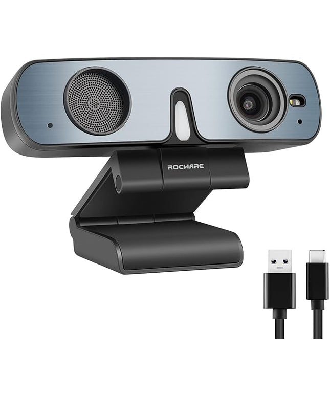 ROCWARE RC28 1080P 60FPS Webcam with Dual Microphones | Cardioid & Omnidirectional Pickup, Hi-Fi Sound, AI Noise Cancellation & Raw Audio Modes for Streaming, Video Calls & Studio-Quality Recording