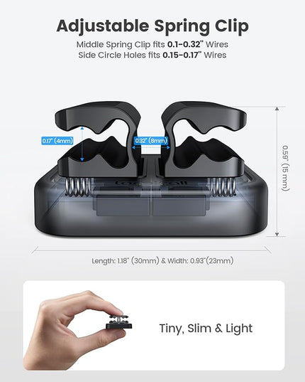 Lamicall Cord Organizer Spring Clip Holder - [1 Small Clip Hold 3 Cords] Desk Cable Management Holder, Adhesive Phone Charger Wire Keeper for Nightstand Office Car, Desk Accessories, 3Pcs