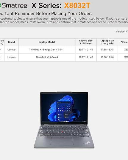 Smatree Hard EVA Protective Sleeve Case Compatible for 13 inch Lenovo ThinkPad X13 Yoga Gen 4 2-in-1 Laptop/ThinkPad X13 Gen 4 Notebook Bag, White (X8032TW)