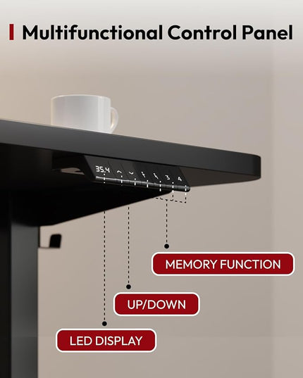 SANODESK Standing Desk Height Adjustable Electric Stand up Desk 48x24 Inches Sit Stand Home Office with Splice Board, Black Frame/Black Top