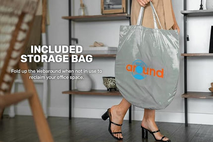 Webaround Big Shot 56" | Grey | Portable Collapsible Webcam Backdrop | Attaches to Any Chair | Wrinkle-Resistant Fabric | Ultra-Quick Setup and Takedown | Perfect for Zoom, Webex, Teams, etc.