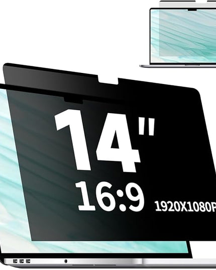 Magnetic Laptop Privacy Screen 14 Inch 16:9, Removable Matte Anti Glare Blue Light Filter - Computer Privacy Shield for 14in Laptop Protector