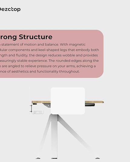 DEZCTOP Revon Elite Electric Standing Desk, 59" x 27.6" Large Work Surface, Height Adjustable (25.6"-51.2"), Sturdy Keel Frame, with Magnetic Modular System, Anti-Collision, Oak for Home Office