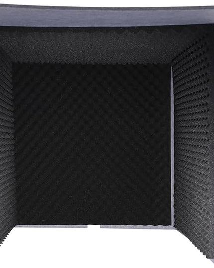 Desktop Soundproof Cover 31" H X 31" W X 31" L Recording Booth Portable Vocal Recording Booth with Double Sound Insulation Vocal Sound Absorbing Shield for Recording Studios, Offices（Black+Gray）