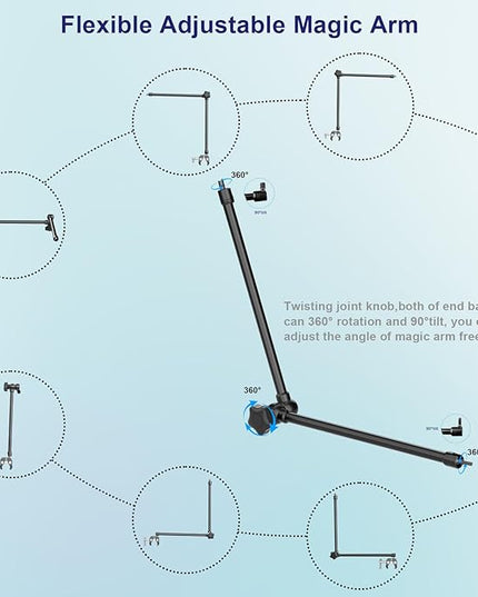 Mippko Microphone Stand Holder,21.5" Long Flexible Adjustable Magic Arm Super Crab Clamp Mic Clip 3/8"-16 to 5/8"-27 Adapter Mount,Compatible with Shure/Fifine /AT2020 /Pyle/Blue Snowball/Razer
