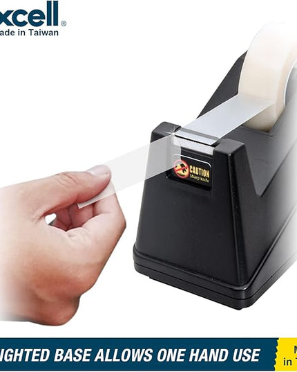 Excell Desk Tape Dispenser (1" core) with Non-Skid Base: Perfect for Office/School with Straight Tape cuts. Easy to use and Store with a Modern Design. Includes 3/4" Wide Tape Dispenser.