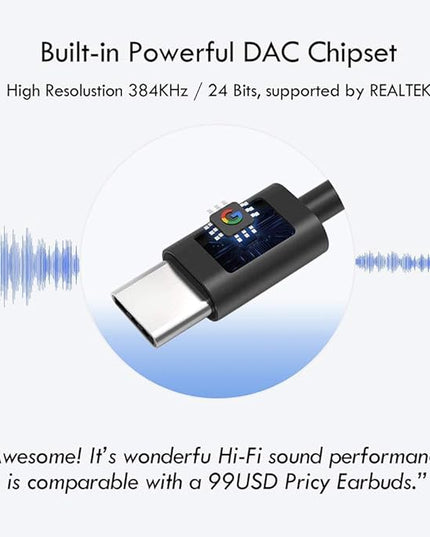 USB-C Earbuds, Compatible with Samsung, Google, OnePlus, iPhone 15/16 Smartphones, with USB Adapter for Laptop/PC, Mac, Advanced DAC Sound Card, Clear Mic, Deep Bass, Magnetic Shell