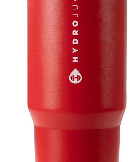 HydroJug Sport - Stainless Steel Tumbler with Straw, Vacuum Insulated, 40oz Leakproof Water Bottle, Ergonomic Design, Reusable, Dishwasher Safe, Rubber Base, Durable for Gym or Outdoors, Alumni Red