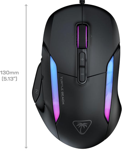 Turtle Beach Kone II Wired RGB Gaming Mouse, 26000 DPI Optical Sensor, 100M Click Life Optical Switches, 23 Customizable Inputs, Ergonomic Design, 4D Scroll Wheel, Pure PTFE Glides - Ash Black