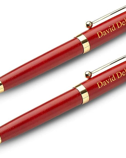 Executive Gift Shoppe | Personalized Cherrywood Double Ballpoint Pen Set with Laser Engraving