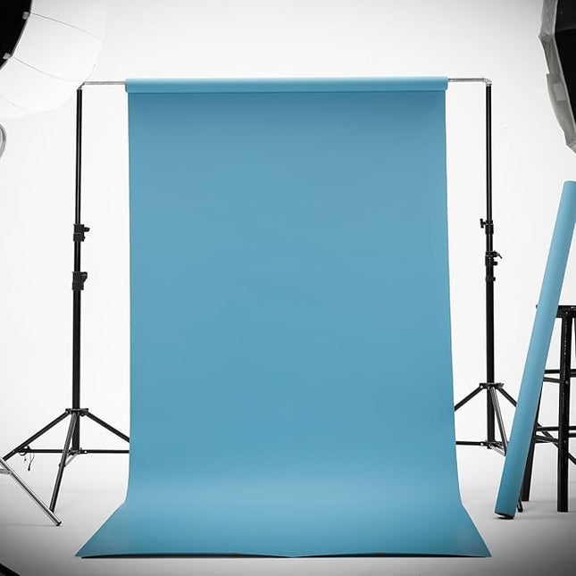Kate Seamless Paper Backdrop for Photography Solid Blue Backdrop Paper (53''x16.4' Lite Blue)