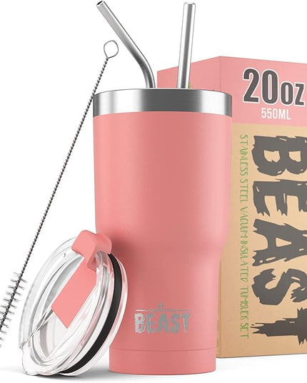 Beast 20 oz Tumbler Stainless Steel Vacuum Insulated Coffee Ice Cup Double Wall Travel Flask (Blossom Pink)