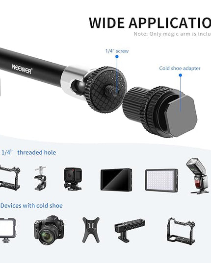 NEEWER 5.9"/15cm Adjustable Friction Magic Arm with 1/4" Screw on Both Ends, Compatible with SmallRig Cage, Flash/LED Light/Microphone/Monitor/SuperClip, Max Load 4.4lb/2kg, ST15