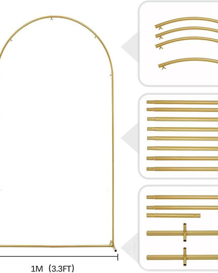 Vincidern 6.6 FT Wedding Arch Backdrop Stand for Parties, Balloon Arch Stand, Wedding Arches for Ceremony, Metal Arch Backdrop Stand for Bridal Baby Showers, Birthday Party Decoration Door Frame Gold