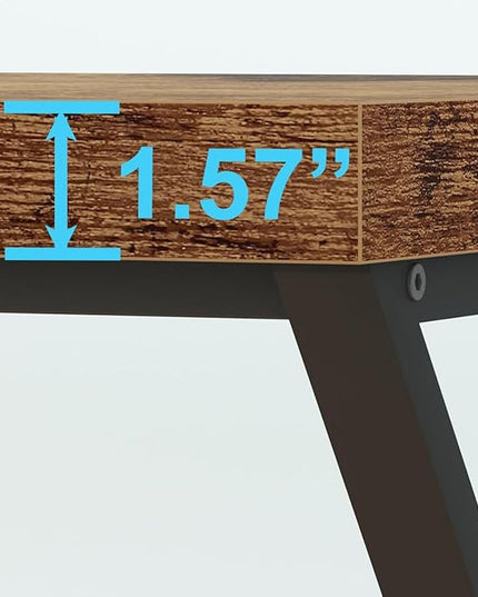IBF Rustic Computer Desk, Industrial 47” Home Office Desk, Farmhouse Wood Metal Work Desk for Writing Study, Vintage Minimalist Executive Workstation PC Gaming Table in Bedroom, Rustic Brown