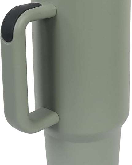 40oz Insulated Tumbler with Handle, Leakproof Straw Lid & Carry Handle - Double Wall Vacuum Insulation Keeps Ice 24 Hours, BPA Free Stainless Steel Water Bottle (Olive Green)