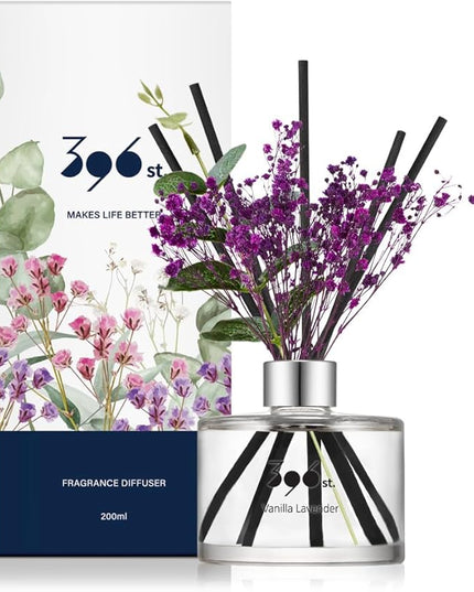 396 st. Preserved Baby's Breath Flower Reed Diffuser, Vanilla Lavender, 200ml(6.7oz) / Reed Diffuser Sets, Home Fragrance, Scented Oils, Home & Bathroom Décor