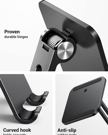 UGREEN Tablet Stand Compatible for iPad Desk Stand Holder Adjustable Aluminum Thicker Base Compatible with iPad Pro Air Mini 13 12.9 11 Inch Home Office Desk Accessories Black