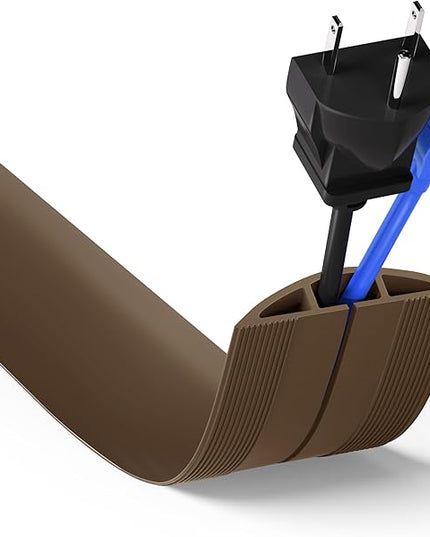 ZhiYo 6ft Cord Hider Floor, Soft PVC Cord Covers for Wires on Floor, Wire Cover to Hide Extension Cords, Cable Cover Protect Cords & Prevent Trips, Cable Cavity: W0.6in x H0.32in, Vintage Coffee Brown