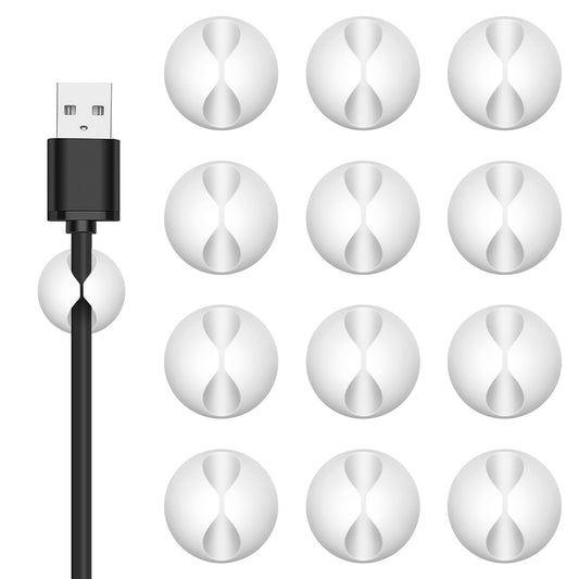 Flezoo 12PCS White Adhesive Cable Clips Cord Organizer for Wire Management