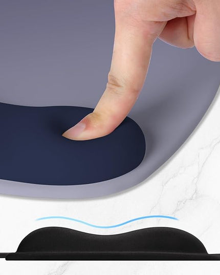 ITNRSIIET Ergonomic Mouse Pad, Cushioned Gel Wrist Rest, Non-Slip Base, Smooth Surface, Cute Multi-Color, 9.5 x 8.2 in, Gray Blue Gradient