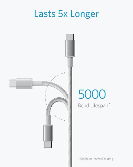 Anker Cable [2 Pack, 6FT], USB A to USB C Cable for iPhone 17 Series,Samsung Galaxy S10 S10+, LG V30, Beats Fit Pro and More (Sliver)