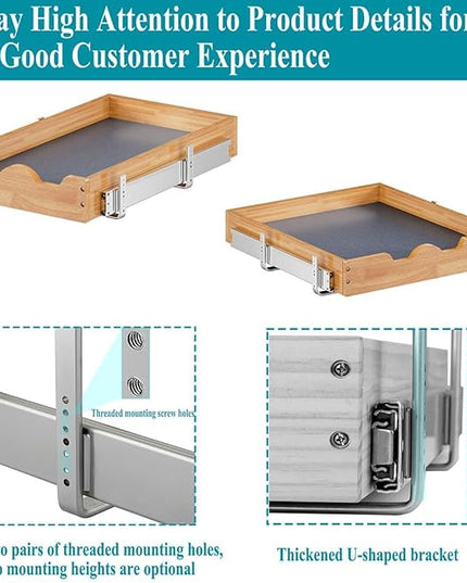 OCG Pull Out Drawers For Kitchen Cabinets 14" W x 21" D, Slide out Wood Drawer Shelf, Pull Out Shelves for Base Cabinet Organization in Kitchen, Pantry, Bathroom