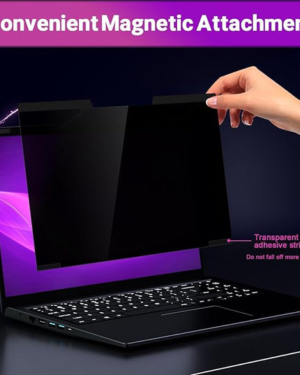 PYS Magnetic Laptop Privacy Screen 14 Inch 16:9 - Laptop Screen Privacy Shield, Anti-Blue Light, Anti-Glare Filter, Removable Screen Protector