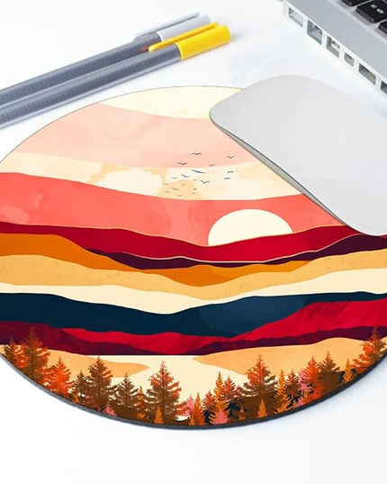 Mountain and Moon Round Mouse pad Customized Mousepad Non-Slip Rubber Base Mouse Pads for Computers Laptop Office Desk Accessories Mouse pad