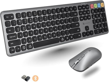 X9 Wireless Bluetooth Keyboard and Mouse Combo (Bluetooth, 2.4Ghz, USB C Wired) - Multi-Device Rechargeable Slim Keyboard and Mouse for Laptop, Windows, PC, Mac, iPad iOS, Android