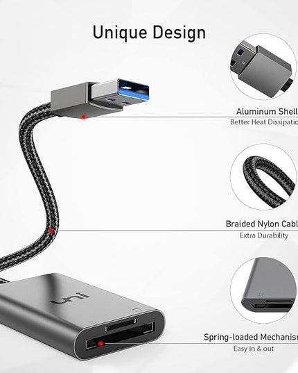 uni SD Card Reader, High-Speed USB 3.0 to Micro SD Card Adapter, Aluminum Computer Memory Card Reader Dual Slots, for SD/SDXC/SDHC/MMC/Micro SDXC/TF/Micro SDHC | Laptop, PC, and More