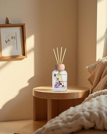Orelune Reed Diffuser Set, 3.4 fl oz - Elegant Home Fragrance with Sticks - Long-Lasting Scented Oil Reed Diffuser for Bedroom, Bathroom Shelf Decor & Office (Dusty Lilac)