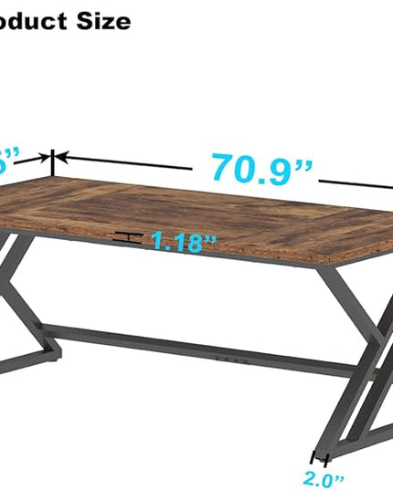 LVB 70.8" Computer Desk, Industrial Extra Long Wood Home Office Desk, Large Rustic Modern Metal Workstation Pc Study Writing table, Dual monitor Double Work Executive Desk for Two Person, Rustic Brown