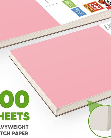 Art Supply Set - Sketching & Drawing Kit, Sketchbook Art Paper for Adult Artists, Soucolor 9" x 12" Sketch Book, 2-Pack 100 Sheets Spiral Bound Sketchbook, Acid Free