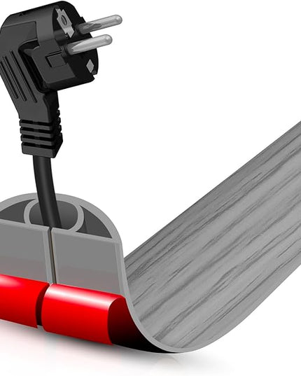 Floor Cord Cover Self Adhesive Cord Hider,3.3FT Cable Management, Extension Strip Protector for Wires, Prevent Cable Trips for Offices, Gyms, Exhibitions Cavity:0.39"(W) x 0.27"(H) Gray Wood