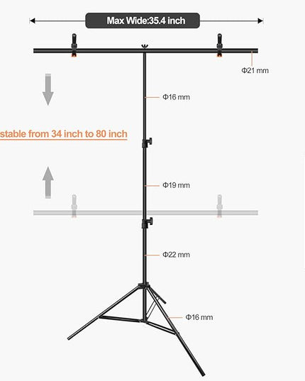 EMART 3x6.5ft Portable T-Shape Backdrop Stand with Adjustable Green Screen Photo Background Holder for Photography, Photoshoots, Parties, and Zoom