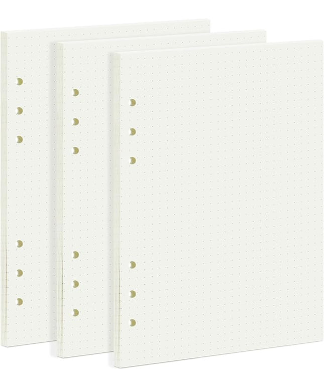 135 Sheets Planner Refill Paper, 210x142mm, Dotted Inserts Paper A5 6 Holes Binder Grid Notepaper for Filofax Bullet Journals Diary
