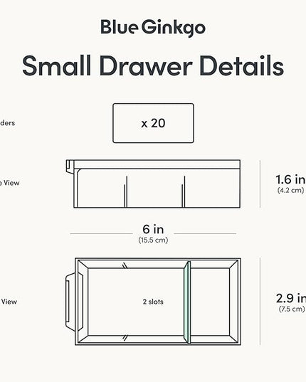 Blue Ginkgo Small 20-Drawer Cabinet – Stackable Clear Organizer for Hardware, Beads, Plastic Bricks, Office, and Craft Storage (Made in Korea, Gray)