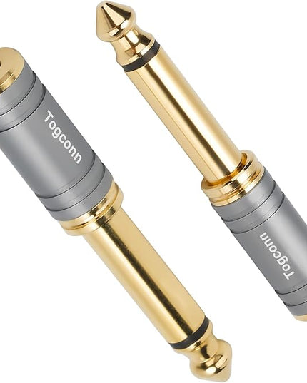 6.35mm 1/4 Inch to 3.5mm 1/8 Inch Adapter 2 Pack, 6.35mm Quarter Inch TS Mono Male to 3.5mm TRS Female Stereo Jack Plug Audio Converter Connector Premium Quality Series for Speaker, Headphone, Guitar