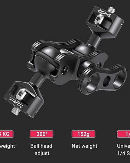 SMALLRIG Articulating Magic Arm with Double Ballheads (1/4" Screw) Monitor Mount for Field Monitor, Lights, Audio Recorders - 2070