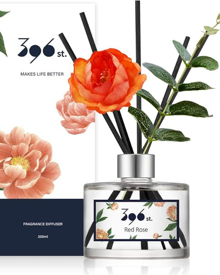 396 st. Peony Flower Reed Diffuser, Red Rose, 200ml(6.7oz) / Reed Diffuser Sets, Home Fragrance, Scented Oils, Home & Bathroom Décor