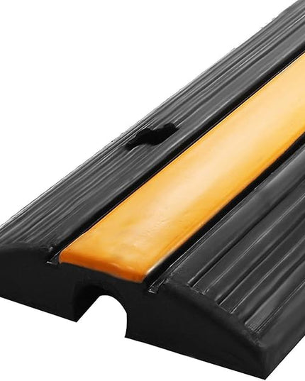 Reliancer 4 Pack 1-Channel Rubber Cable Protector Ramp Traffic Speed Bump 18000lbs Capacity Heavy Duty Cable Protective Cover Ramp Driveway Hose Cord Track Protector Wires Concealer for Garage Parking