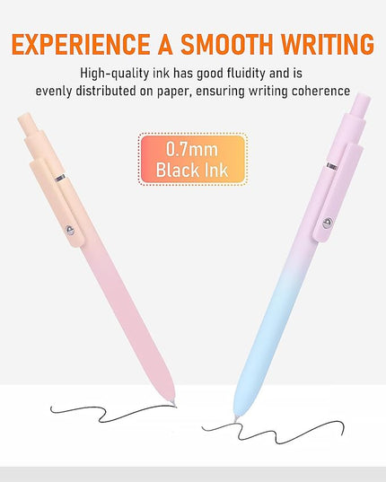 FIOVER Gel Pens, 5pcs Black Ink Medium Point 0.7mm Smooth Writing Pens with Comfort Grip, Aesthetic Ballpoint for Journaling School Office Supplies, Gifts for Women Men(5PCS Gradient Black Ink)