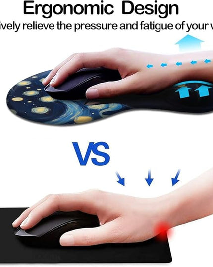 Ergonomic Mouse Pad with Wrist Support,Mouse Pad with Wrist Rest and Coaster Set,Office Supplies Non-Slip Mouse Pads for Desk, Non-Slip Comfortable,Cute Black Cat