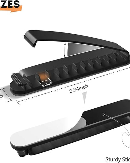 pzoz Cable Clips, 3 Pack Cord Organizer Charger Cable Management for Organizing Home Office Desk Phone Car Wire, Self Adhesive Cord Holders (Black)