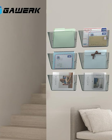 Clear Acrylic Single Pocket, Plastic Hanging Wall Mount File Holder for Office Home (Gray, 3 Pack)