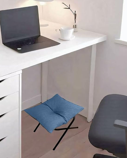 Foldable Foot Rest Stool for Under Desk or Sofa - Office Footrest Ottoman, Portable Leg Rest for Home & Office (Blue)