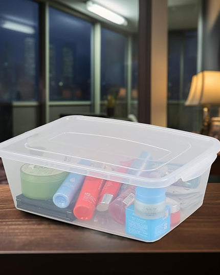 16 Quart Clear Latching Storage Box, Plastic Storage Container, Latching Bin with Lid, 6 Packs